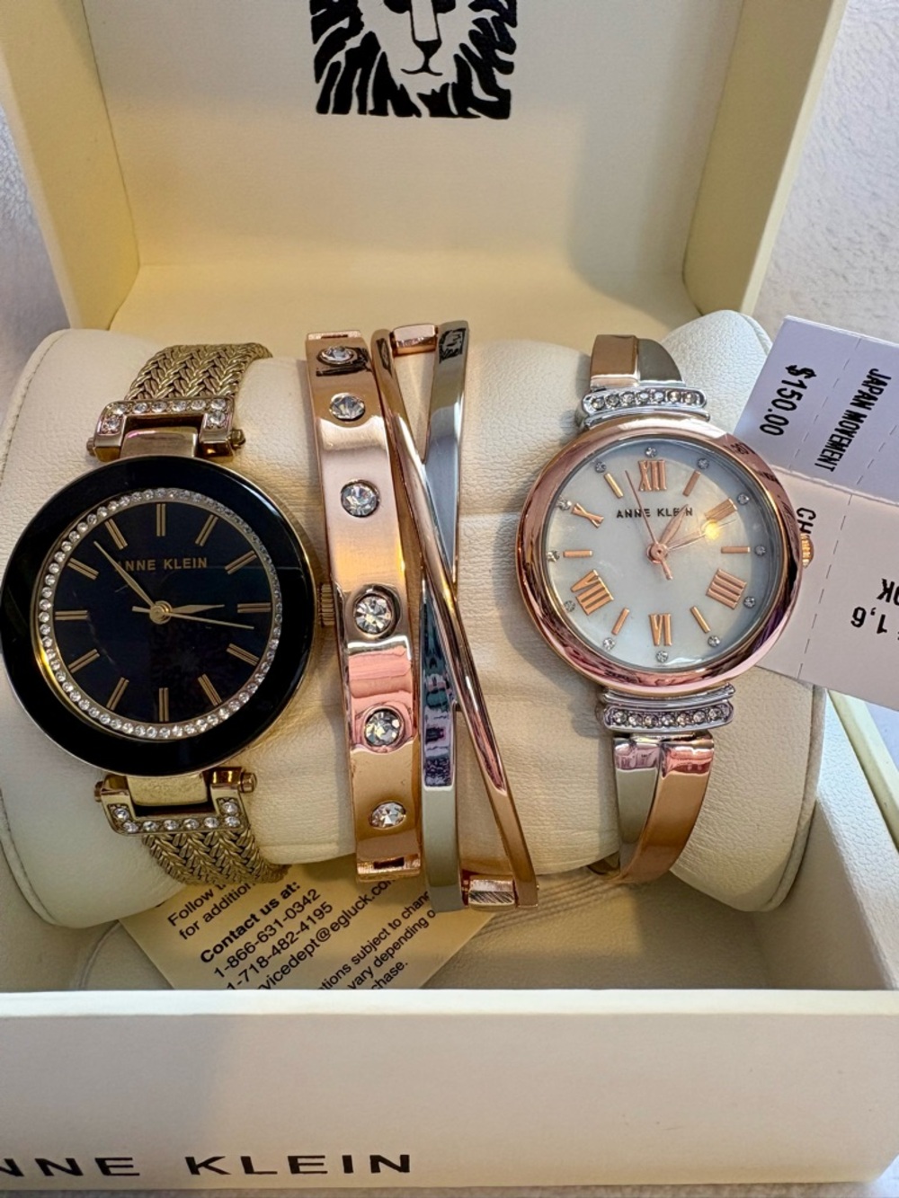 Anne Klein Two-Tone Rose Gold and Gold Watch & Bracelet Set - Picture 3 of 5